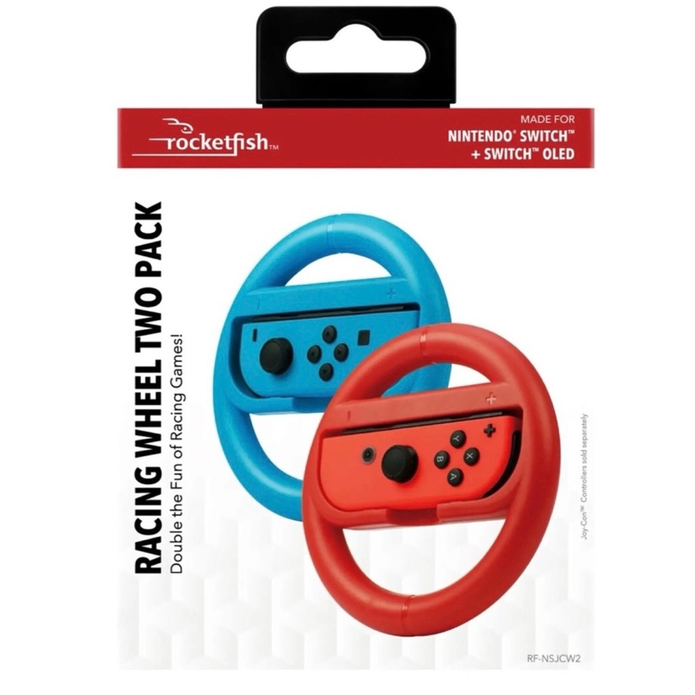 Rocketfish Joy Con Racing Steering Wheel 2 Pk. for Nintendo Switch Red/Blue- NWT